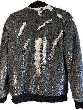 IRO Jeans Amala Black & White Sequin Bomber Jacket Size 40 / Medium